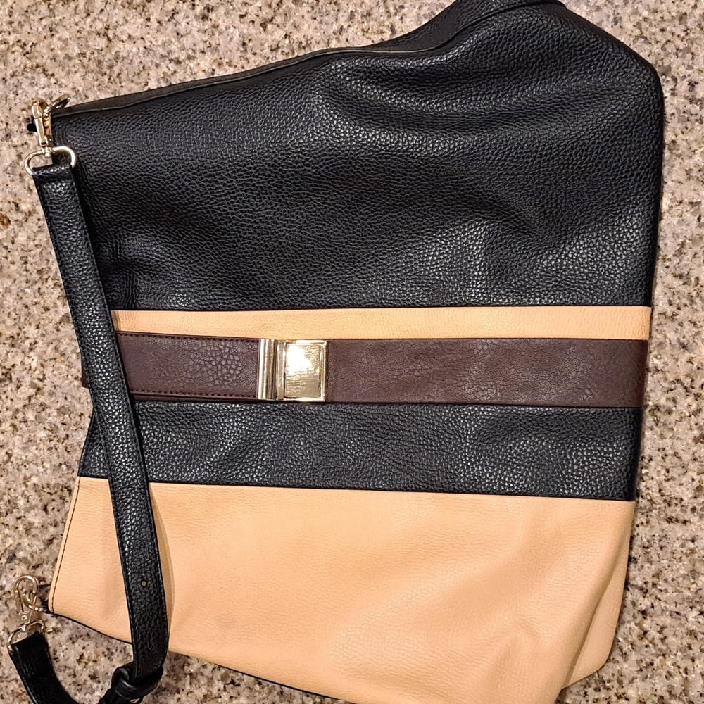 CHARMING CHARLIE'S black, tan, and brown shoulder bag
